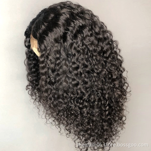 Deep wave kinky curly lace frontal wig brazilian hair virgin human hair wigs for black women